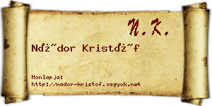 Nádor Kristóf névjegykártya